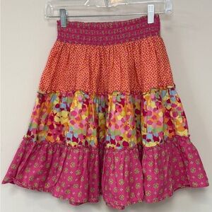 The Children's Place: Girls Multicolored Pink / Orange Tiered Skirt, Size 14